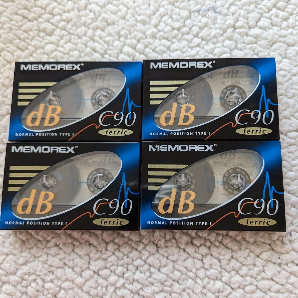 Four New Blank  Cassette Tape Memorex DB C90 Ferric Normal Position Type 1